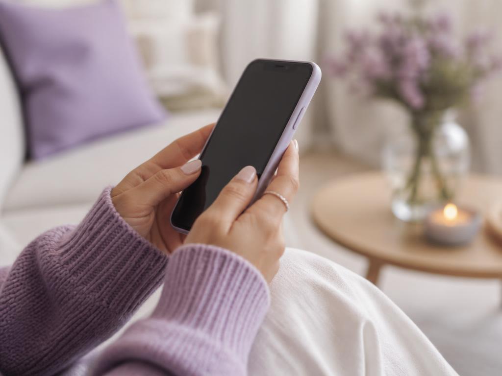 Žena drží telefon s podporou na WhatsAppu